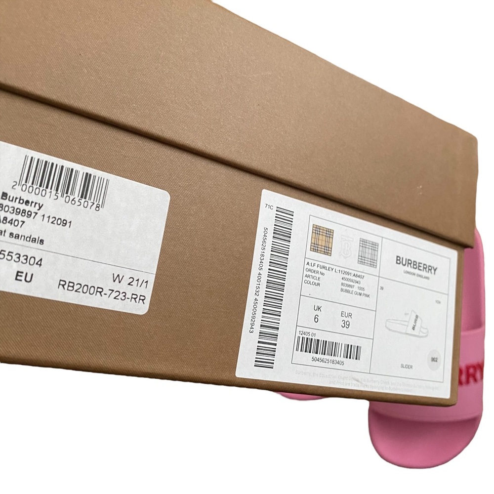 SOLD:Burberry Women's Furley Logo Slide Sandals - Bubblegum Pink, 39EU/9US - Picture 8 of 9